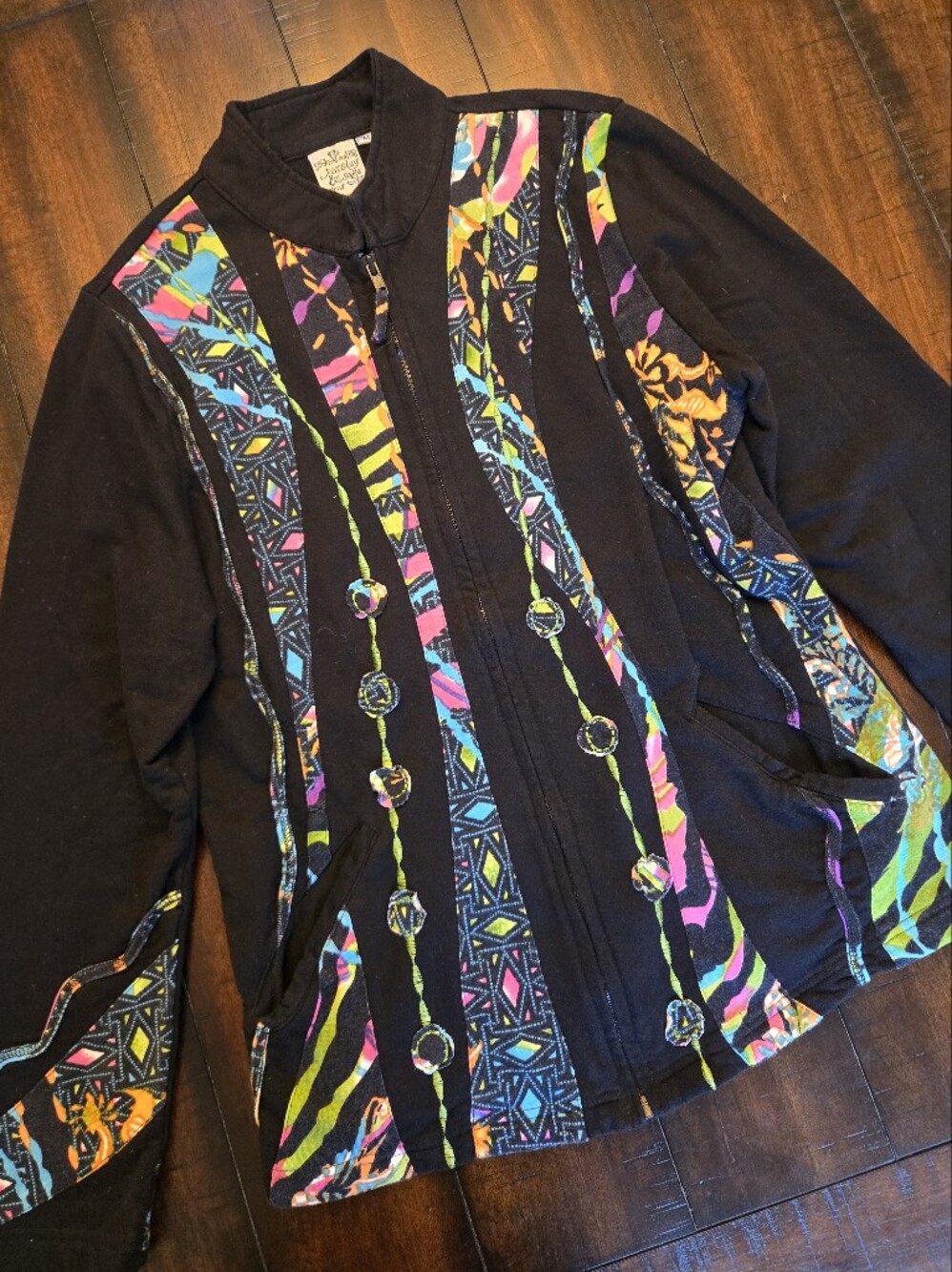 Parsley & Sage Vintage Patchwork Neon Jacket